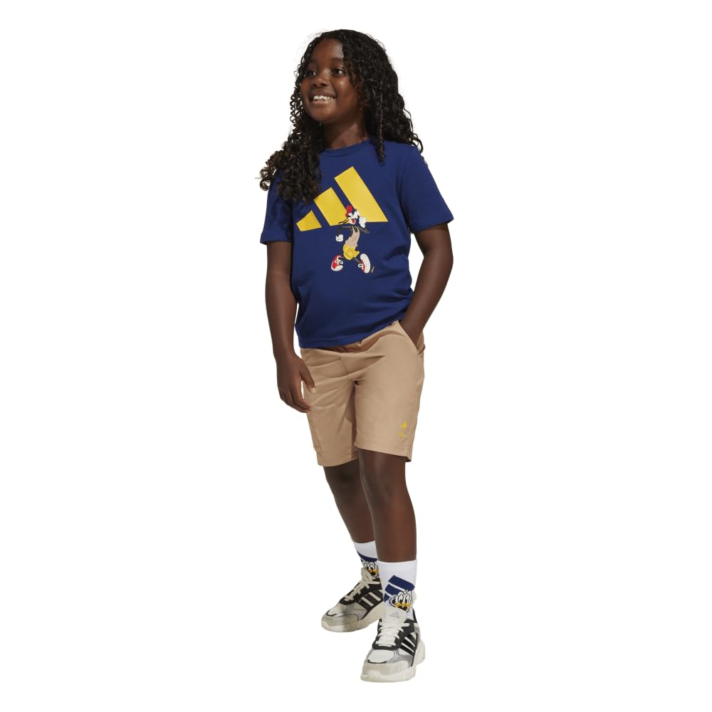 Adidas Disney Mickey Mouse Set for Dark Warm Yellow J140 T-shirt Kids, KRG47, Top Blue/Crew Yellow, Bottom Sandstone/Crew (JD4548)