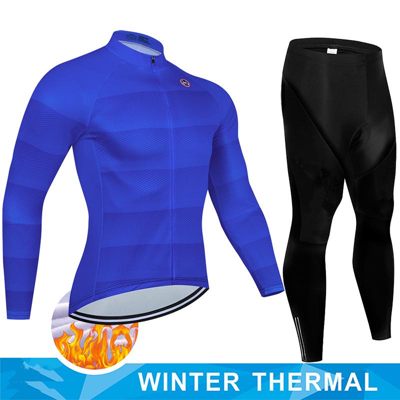 2025  Winter Thermal Fleece Cycling Jersey Set Man's Long Sleeves Cycling Kits Mountain Bike Jersey Road Bike Cycling Suit