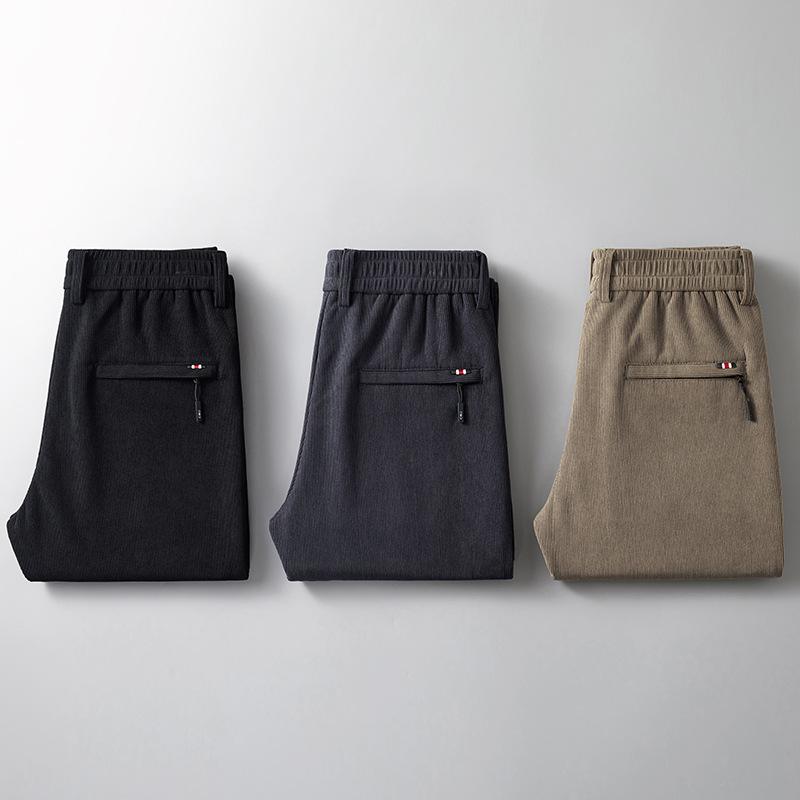 Toamnă și iarnă 2024 Pantaloni noi de catifea pentru bărbați, stiluri de toamnă și iarnă, brand la modă, pantaloni casual slim de afaceri, la modă și comozi