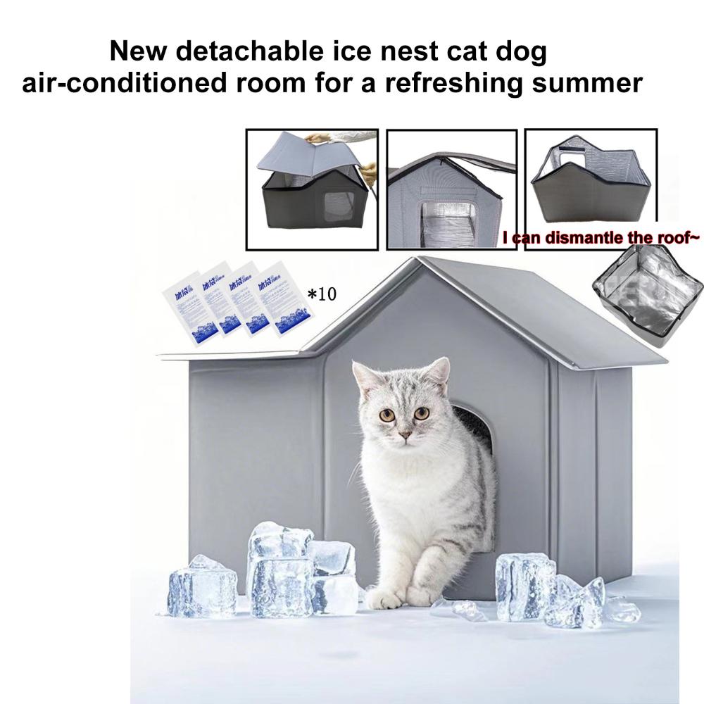 Cat Air Conditioning House Summer Cat Cooling Tool Nest Dog Ice House-Insulated Dog Four Seasons Cat Pet Ice House For Outdoor