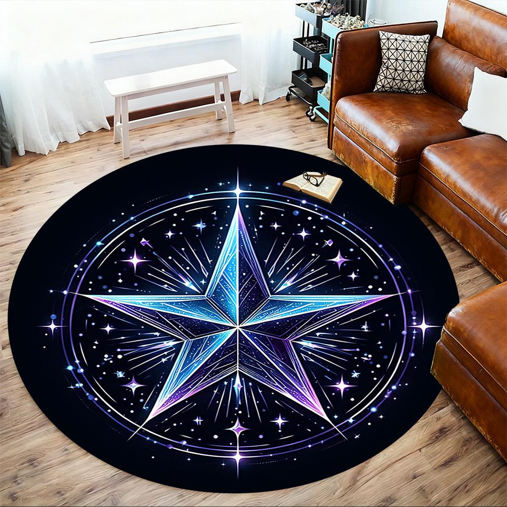 1pc Star Circle Round Chair mat Area Rug - Non-Slip, Floor Mat for Office, Bedroom, and Indoor Decor c1125079