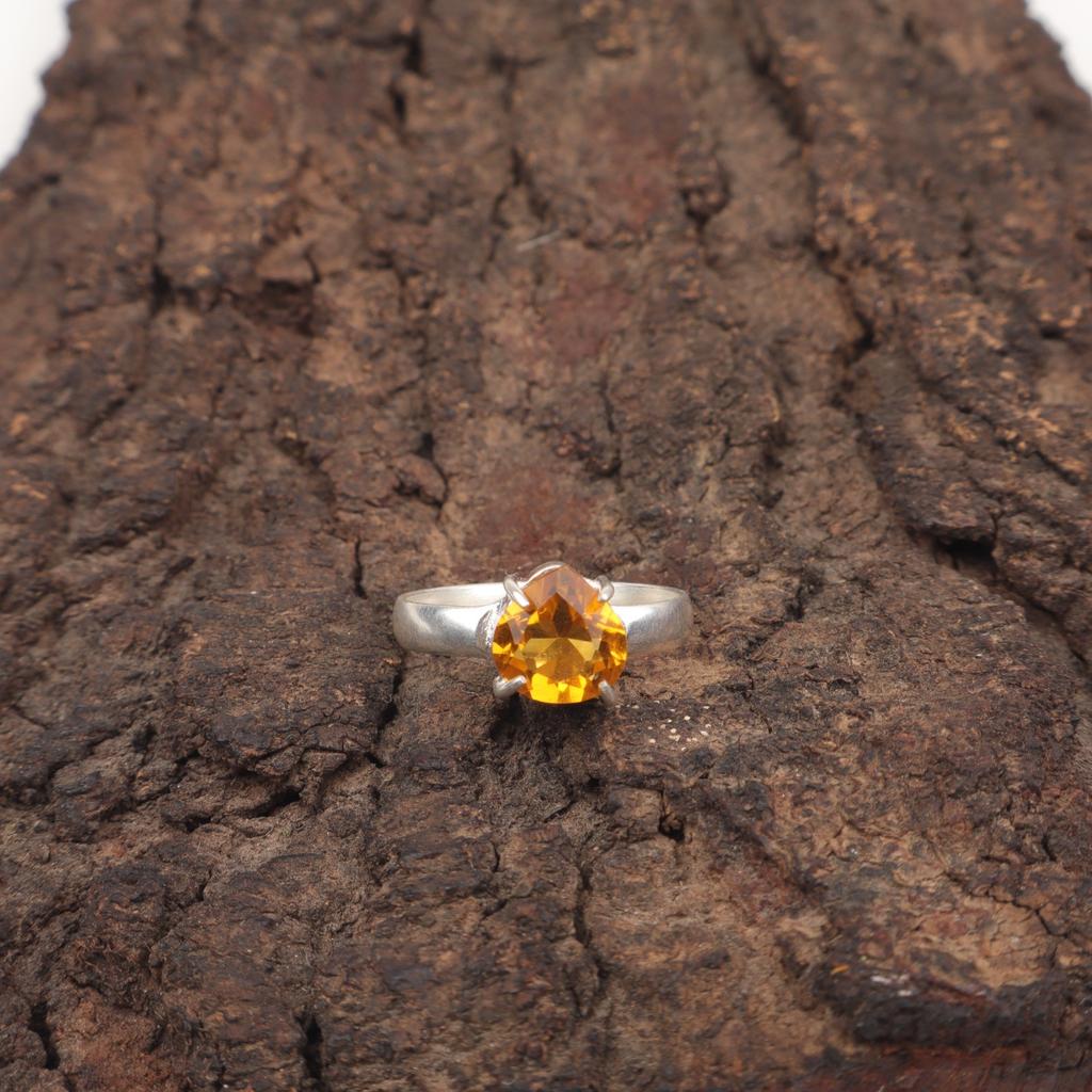 Natural Citrine Sterling Silver Anniversary New Stackable Promise Statement Ring RR-43-7