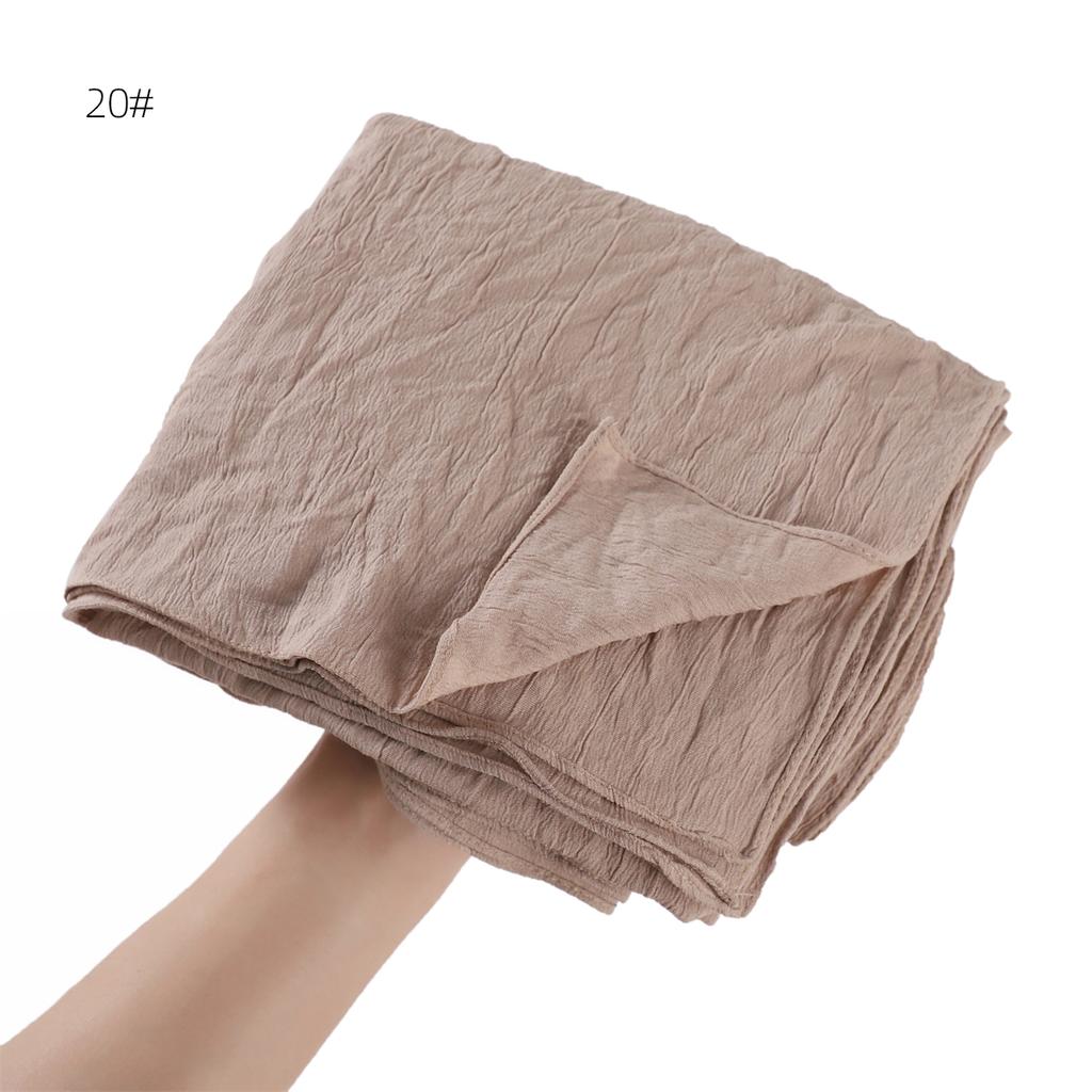 High Quality Breathable Elastic Wrinkle Long Scarf Women Plain Color Polyester Crinkle Soft Hijab Muslim Ladies Turban Headwraps