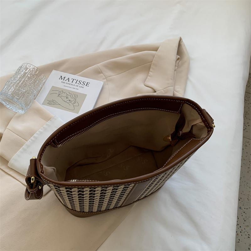 Vintage Houndstooth Shoulder Handbags Luxury Brand Designer Women's Bag Small Bucket Crossbody Bag Travel Shopper Armpit Purse