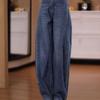 Women's High-Waist Crooked Knife Denim Pants - Spring/Summer 2026 Fashion, Slimming Versatile Banana Style, Loose Wide Leg Design