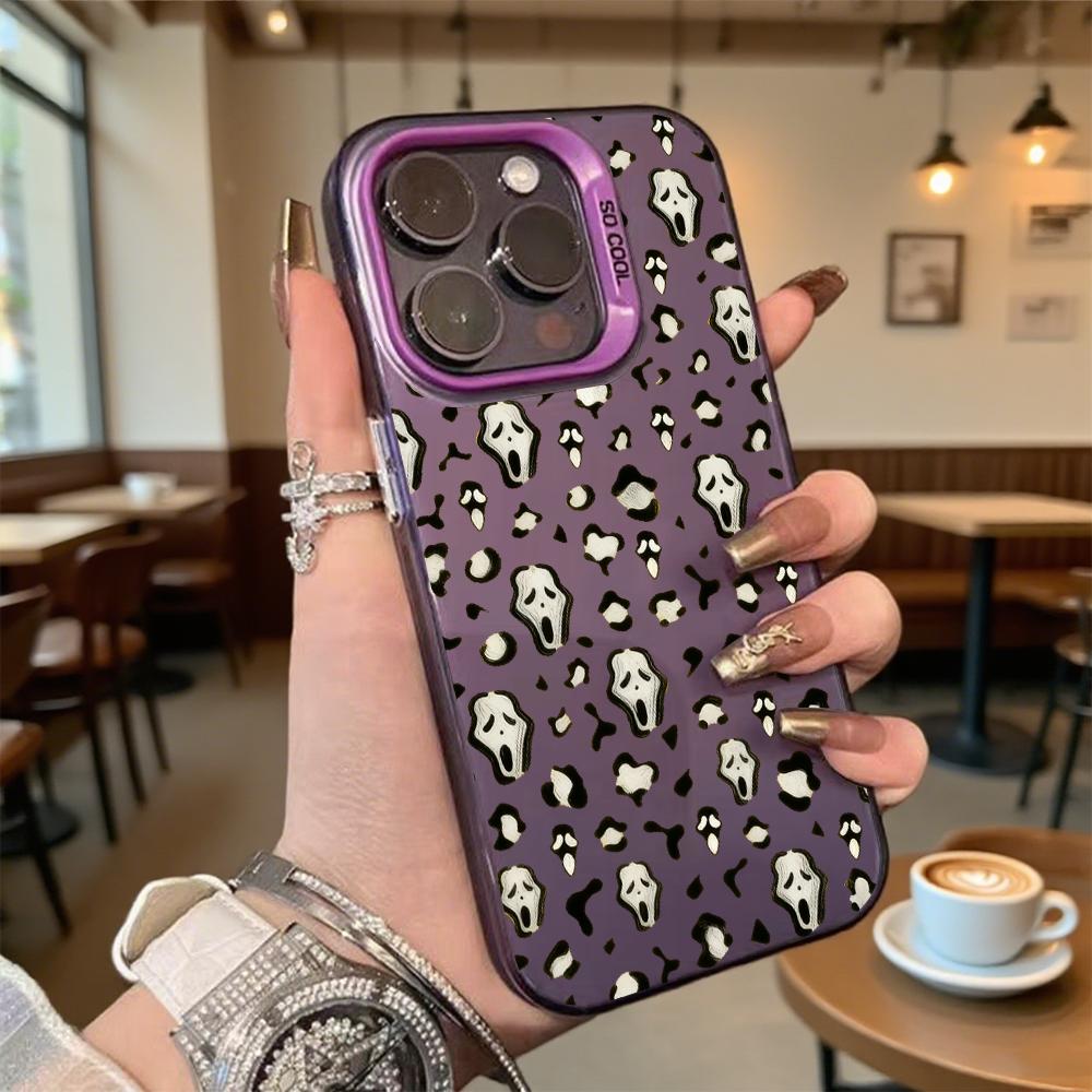 Ghost Face Pattern Shockproof Phone Case for Iphone 16 15 14 13 12 11 Pro Max/Mini Anti-Scratch Premium Hard Cover
