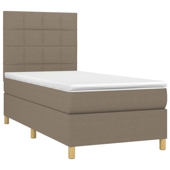 3142301 vidaXL Divan Bed with Mattress Taupe 90x190 Cm Fabric