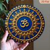 Pc D Flat Large Golden Om Symbol Navy Blue Gold Hindu Spiritual Decor Ideal for HomeYoga StudioMeditation Room