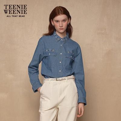 Women's Flower Embroidered Denim Shirt