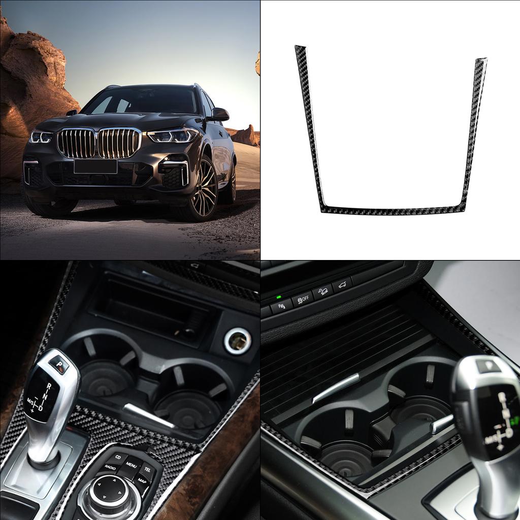 Car Cup Holder Cover Trim Carbon Fiber Sticker Storage Box Decal For BMW X5 E70 2007-2013 Auto Accessories Dropshipping