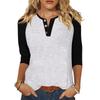 Women's T Shirt Print Button 3/4 Sleeve Daily Weekend Fashion Basic V- Neck Regular Top