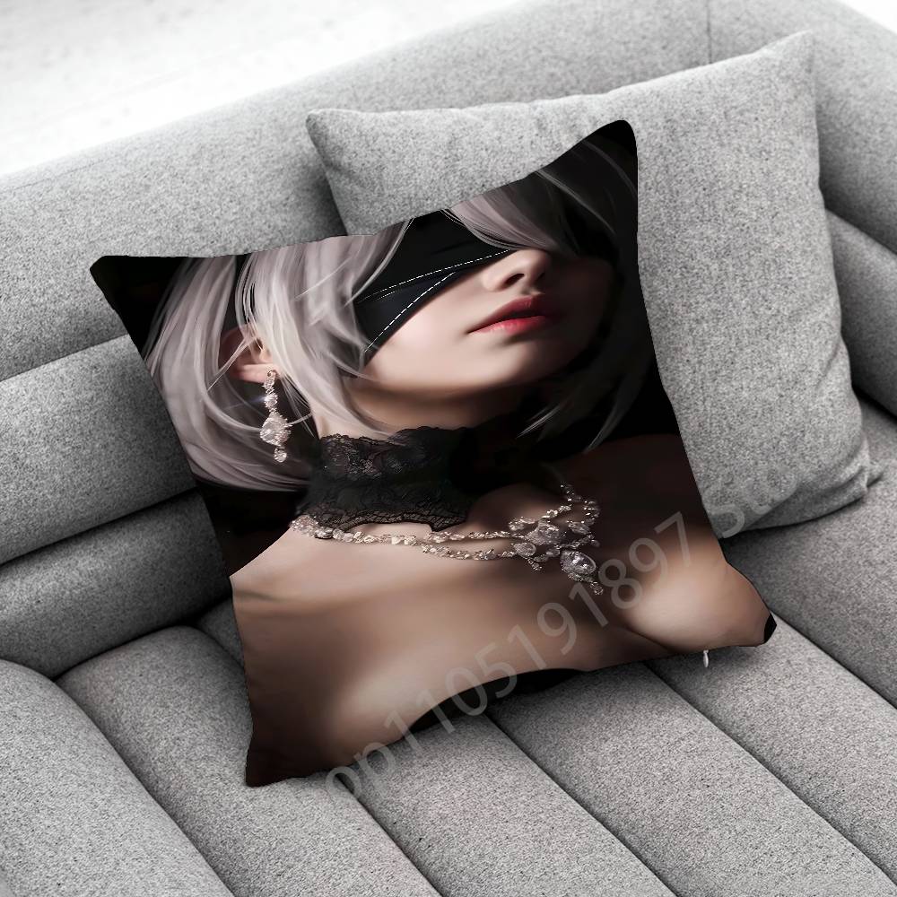 Game Nier A-Automata 2B Throw Pillow Case For 55X55Cm 40X40Cm 45X45Cm 50X50Cm 30X30Cm Square Office Pillowship Cover