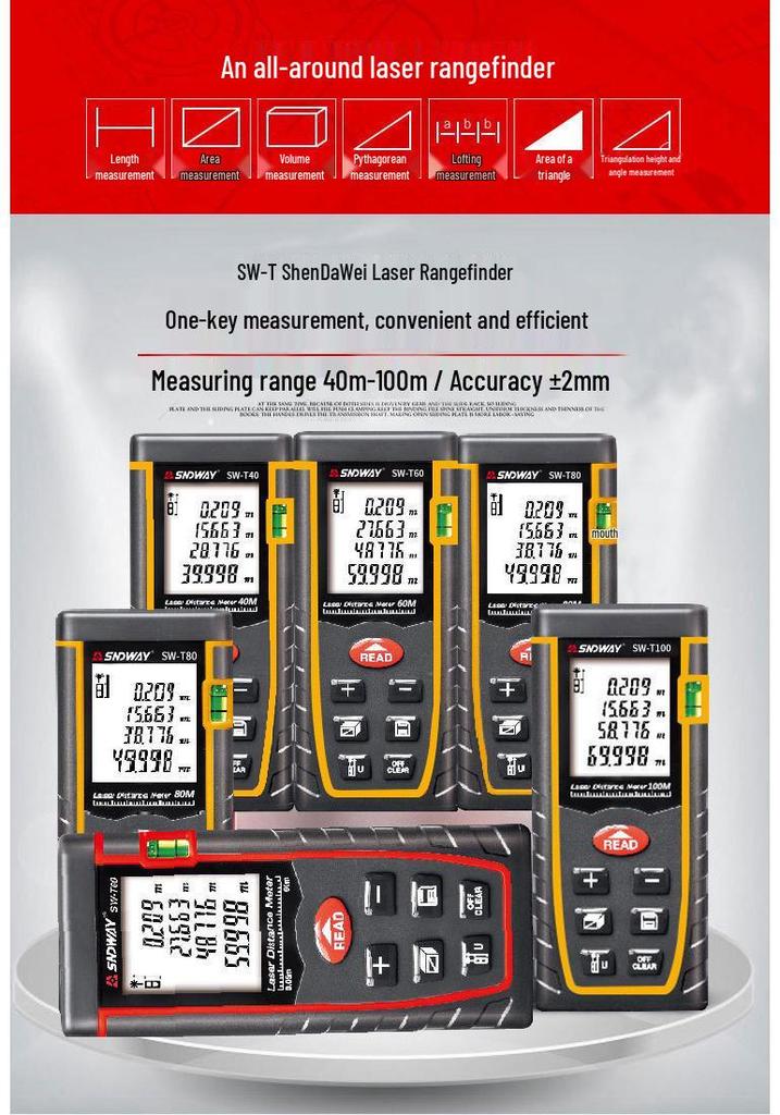 Shen Dawei LDM-T40 Handheld Laser & Infrared Rangefinder Tape Measure