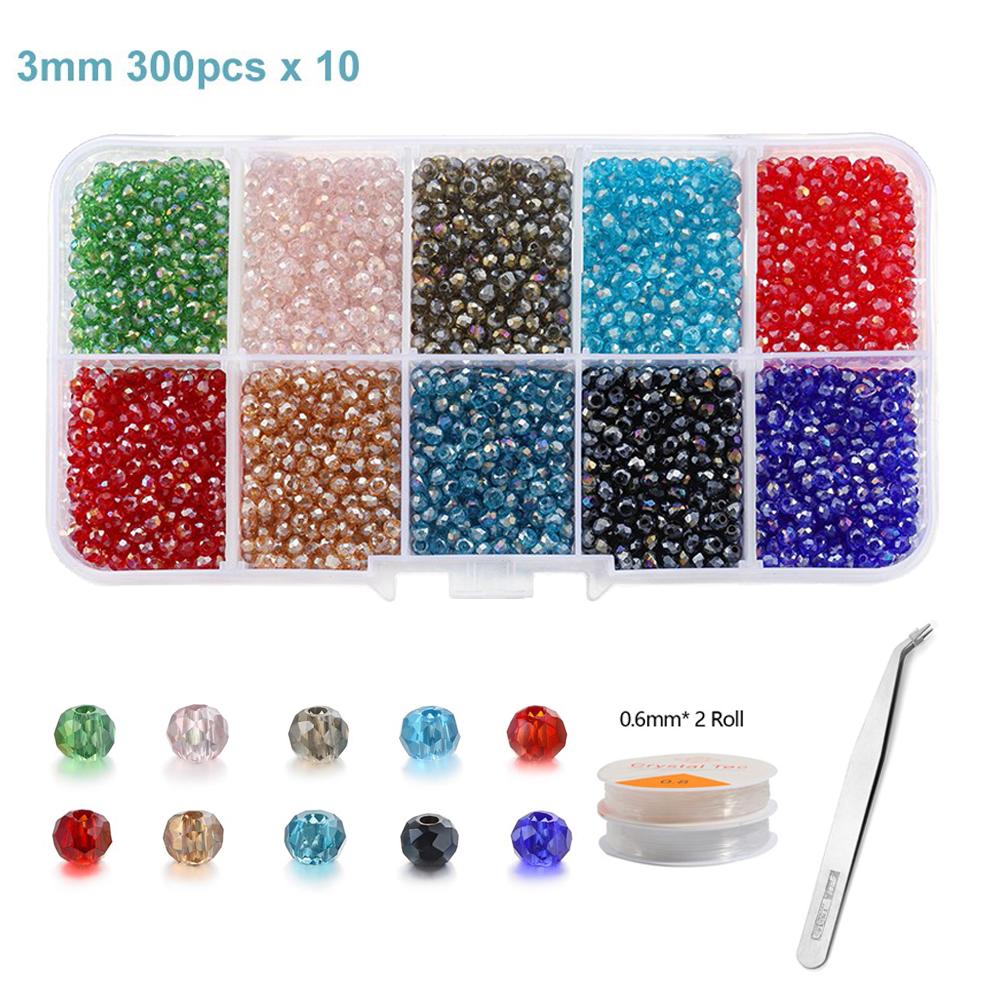 Box Set Faceted Glass Bicone Beads Set Czech Crystal Austria Seed Charm Glass Bead Loose Spacer Beads for Jewelry making DIY