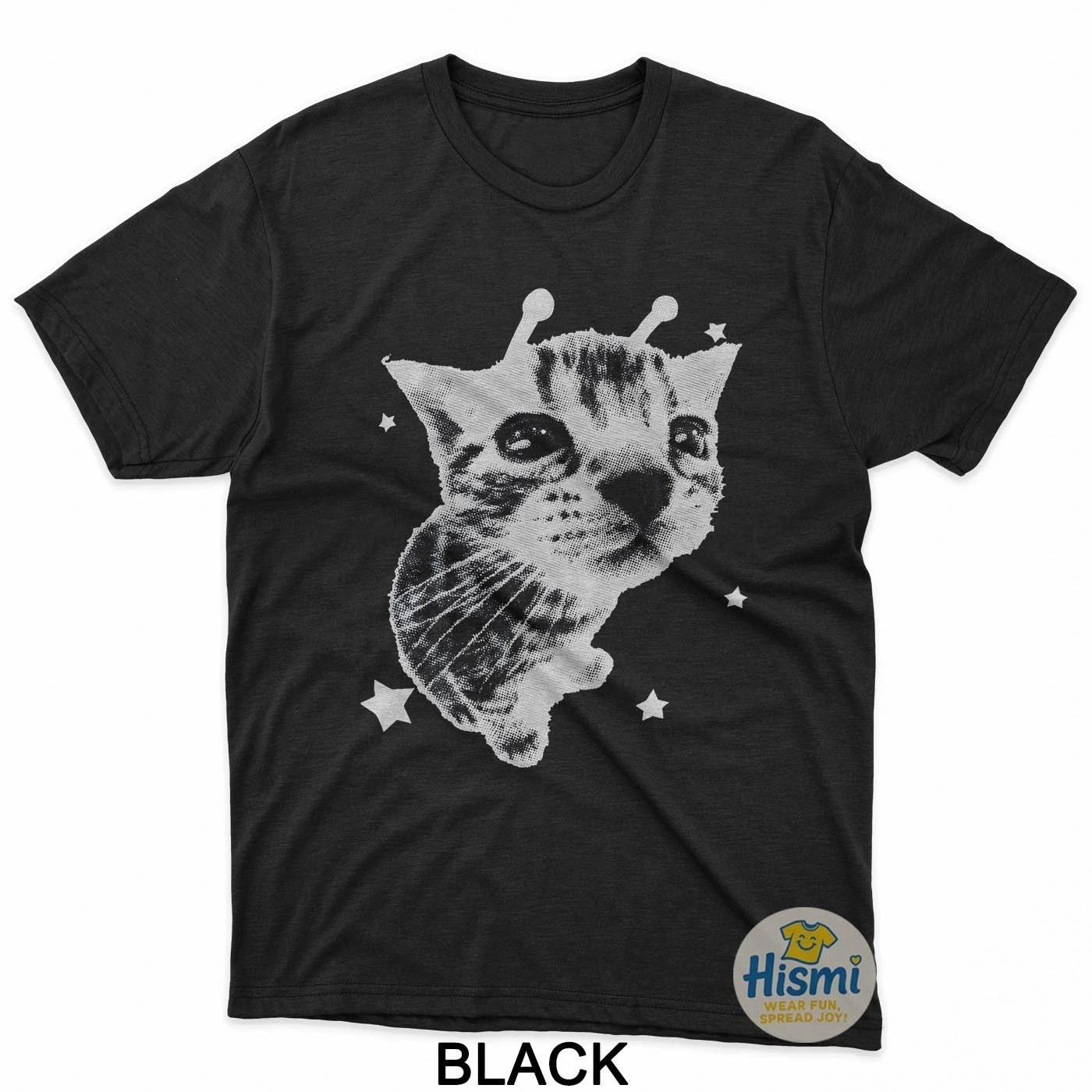 Y2K Alien Cat Meme Retro Silly Cat Vintage Kitty Funny Shirt T-Shirt M