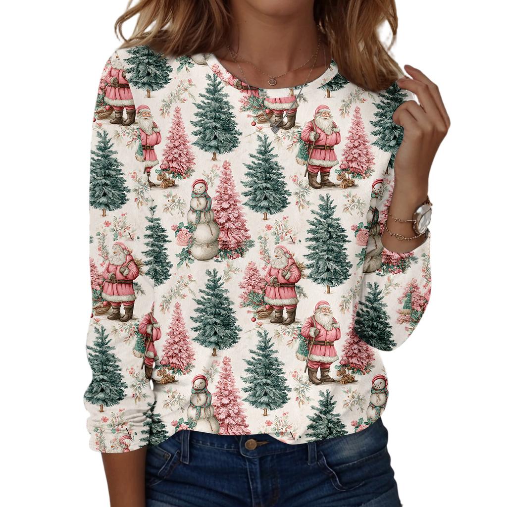 Long Sleeve Shirts For Women Cute Print Graphic Tees Blouses Casual Plus Size Basic Tops Pullover