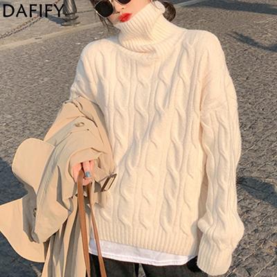 Damenmode, lässig, Herbst/Winter, einfarbig, mit Druck, langen Ärmeln, hohem Halsausschnitt