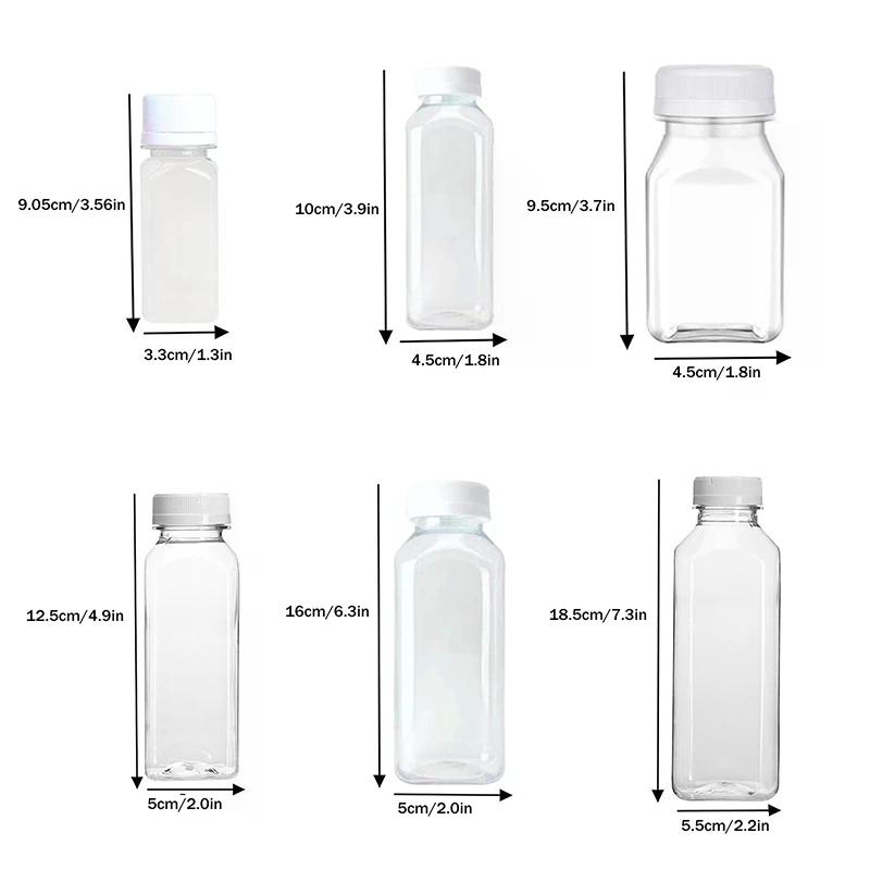 Bottiglie di Plastica Vuote per Succhi con Tappi Bottiglie d'Acqua Trasparenti Contenitori per Bevande all'Ingrosso con Coperchi Spremiagrumi Bere Contenitore per Latte Marmellata