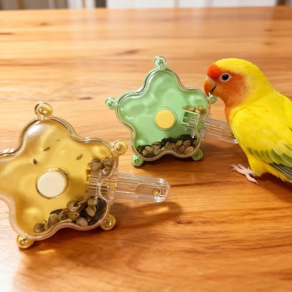 Plastic Parrot Foraging Feeding Toy Stress Relief Flower-Shape Rotating Wheel Birds Toy Cage Accessory Interactive Play
