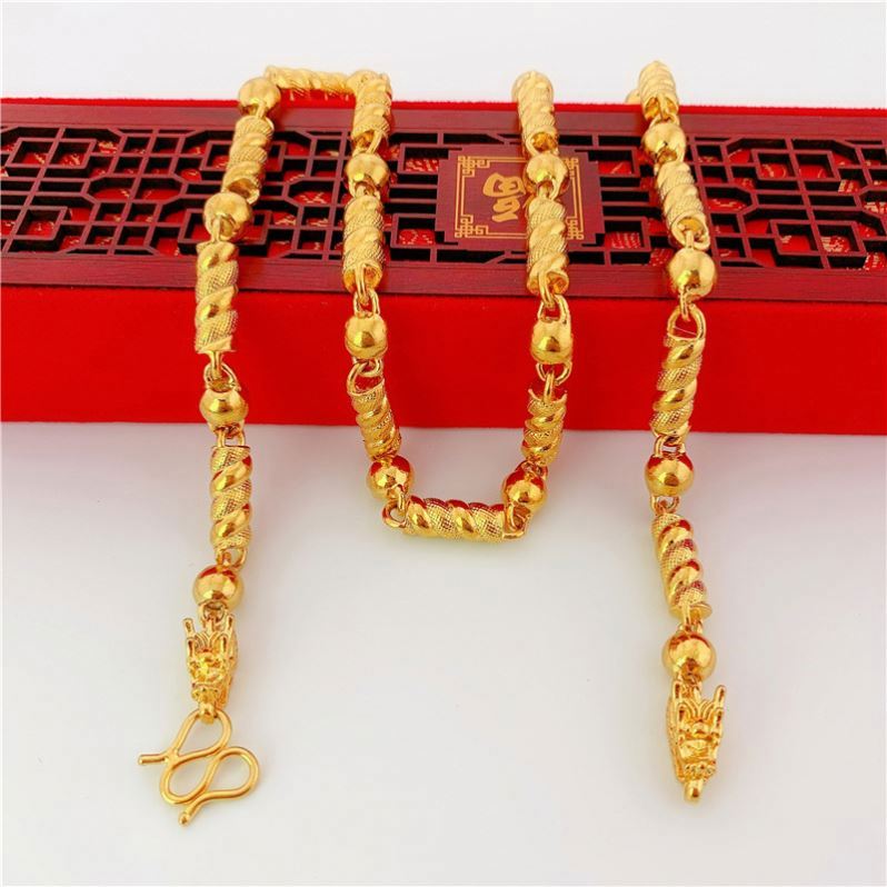 Dubai Vietnam Sand Gold Colorfast Chain Jewelry Brass Plated Bold Artificial Men's Spiral Necklace