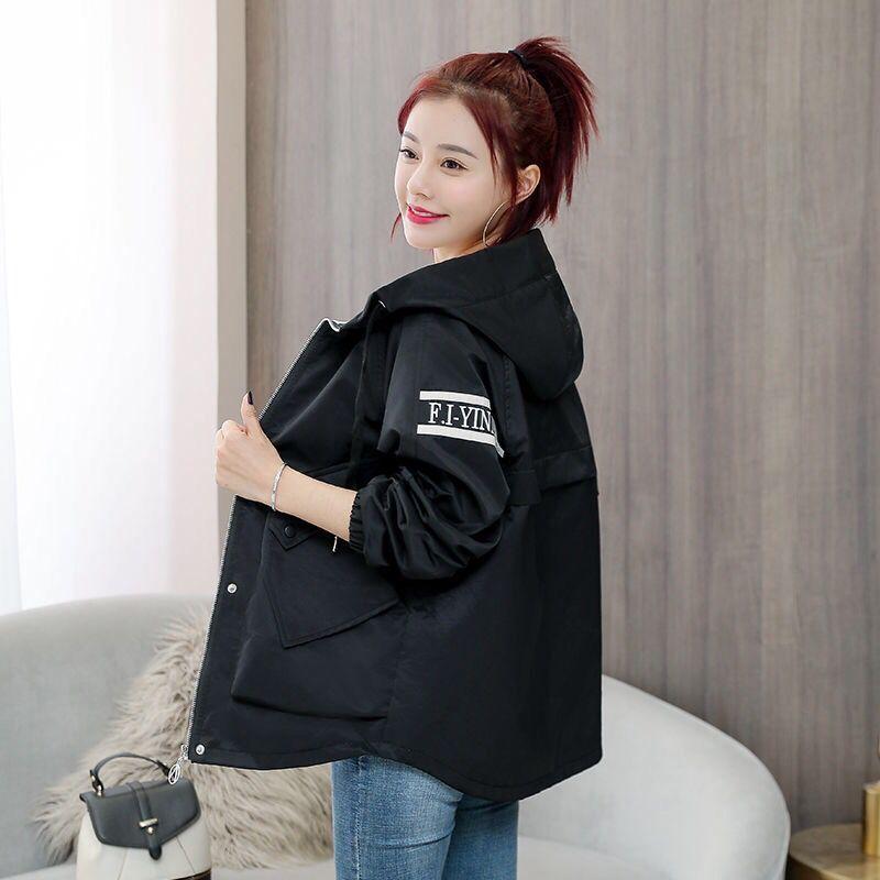 Nová bunda AuWomen Kabát S kapucí Dlouhý rukáv Kapsy na zip Ležérní Větrovka Volné Základní bundy Svrchní oblečení Žena