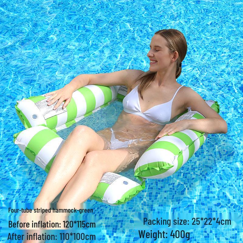 Tumbona Flotante Inflable Plegable Transfronteriza con Respaldo y Malla