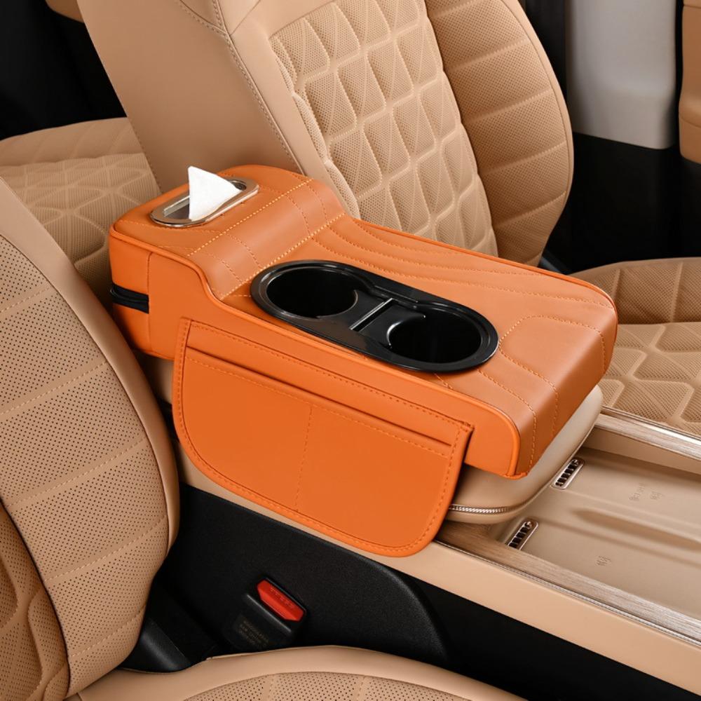 PU Leather Car Center Armrest Box Adjustable Center Console Pad  Car Organizer Style 7