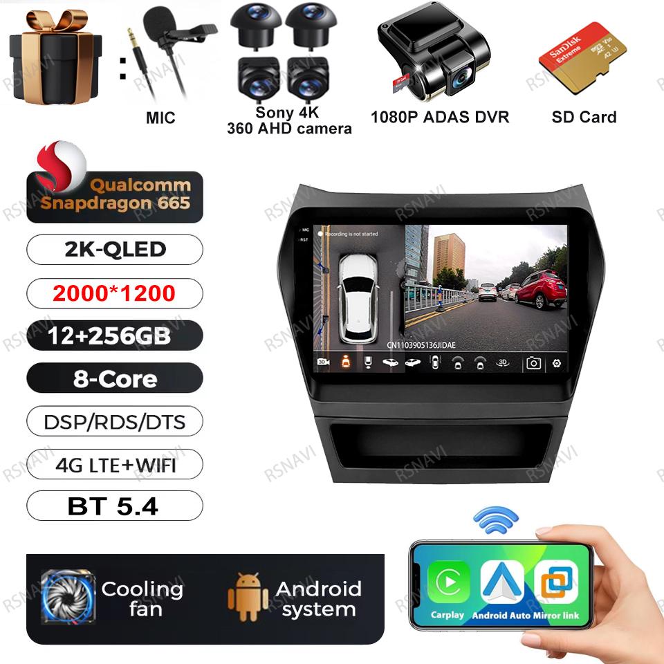 Car Radio Android 16 For Hyundai Ix45 Santa Fe 2013 2014 2015 2016 2017 Autoradio Qualcomm Navigation QLED BT GPS Head Unit DSP