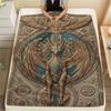 1Pc Retromythical animal Print Flannel Blanket, High quality Comfortable for All Seasons, Home Decor, Warmth and Comfort, Perfect for Christmas Gifts