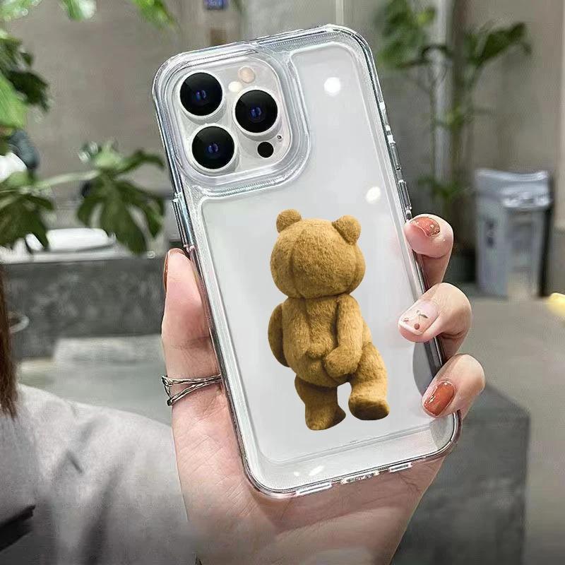 Cartoon Teddy Bear Anti Drop Phone Case for iPhone 17 16 15 14 13 12 11 Pro/Max/Plus Anti Drop and Anti Shock Back Cover