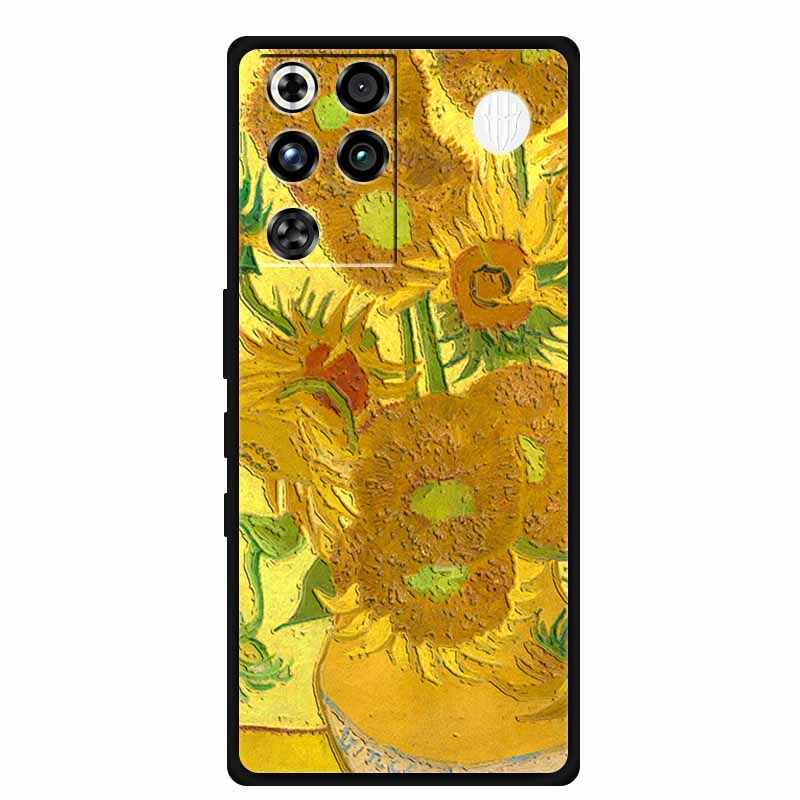 For ZTE Nubia RedMagic 11 Pro 5G Case 3D Emboss Flowers Relief Soft Black Silicone Back Cover For ZTE Nubia RedMagic 11Pro Funda