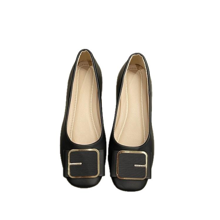 French Flat-bottomed Light-mouth Single Shoes for Women's Autumn New Popular Lightweight Soft-soled Comfortable Doudou Shoes Temperament Nude Boat Sho