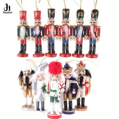 1pc 12/10.5cm Wooden Nutcracker Doll Soldier Miniature Figurines Handcraft Puppet New Year Christmas Ornaments Home Decor Random