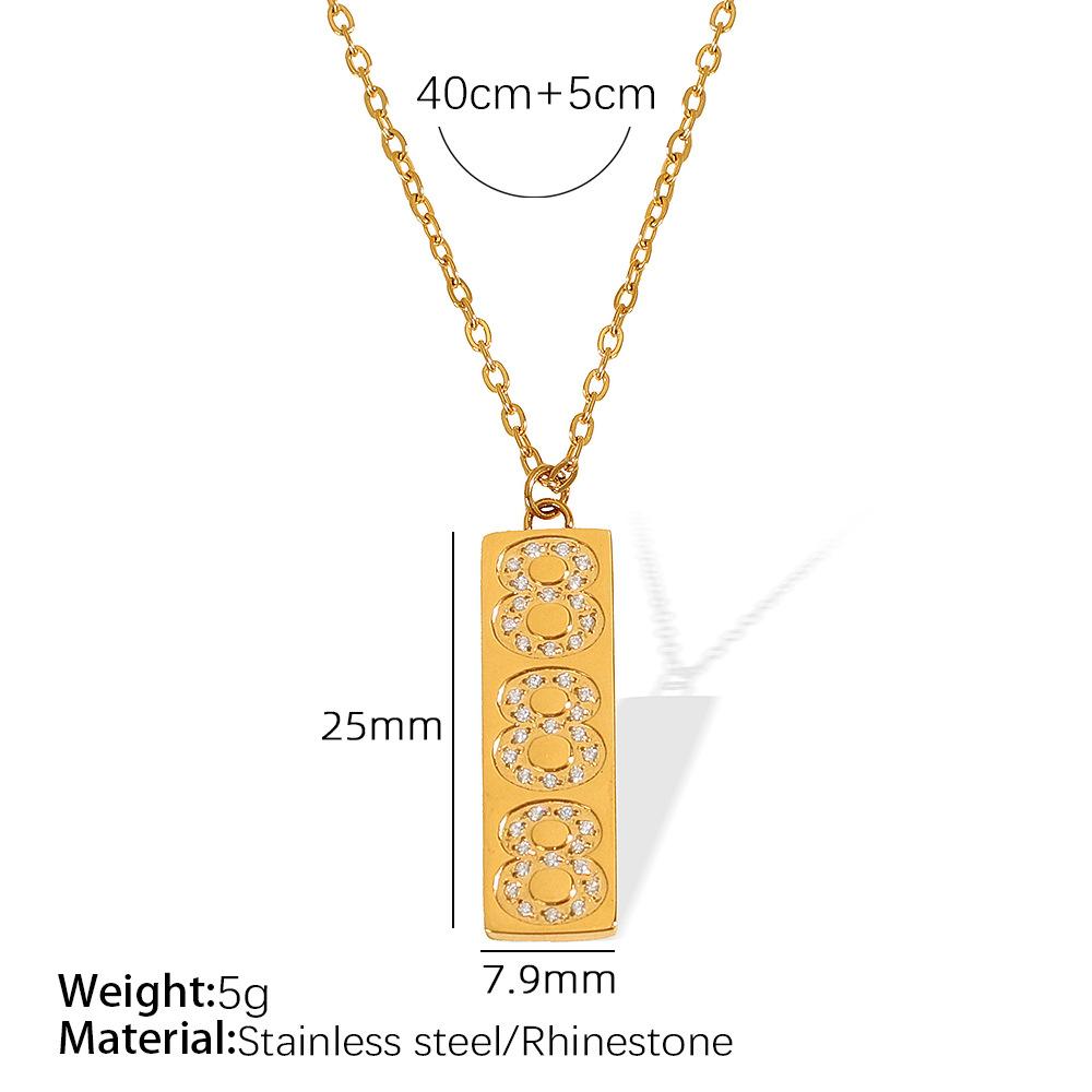 European and American digital pendant with diamond necklace women's jewelry titanium steel plated 18k versatile simple collarbone
