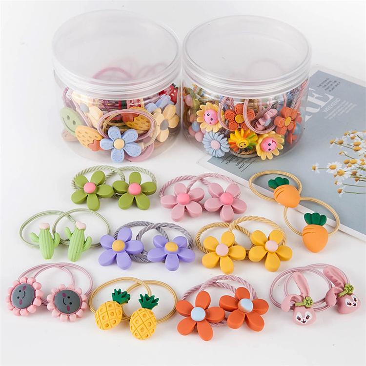 20 Stück pro Dose Ananasfrucht Niedliche Bonbonfarben Cartoon Elastisches Haarband für Kinder