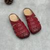 Johnature Genuine Leather Woven Slippers Handmade Comfortable Breathable Soft Soled Women's Slip-on Shoes