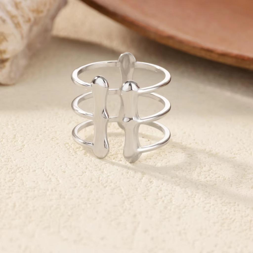 Stainless steel geometric ring new snake cross design sense k-plated opening adjustable ring