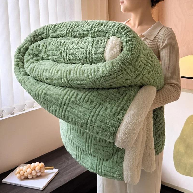2026 Autumn Winter Blanket Thickened Tuff Lamb Velvet Blanket for Bed Soft Fluffy Warm Sofa Blankets Office Sofa Bedding Blanket