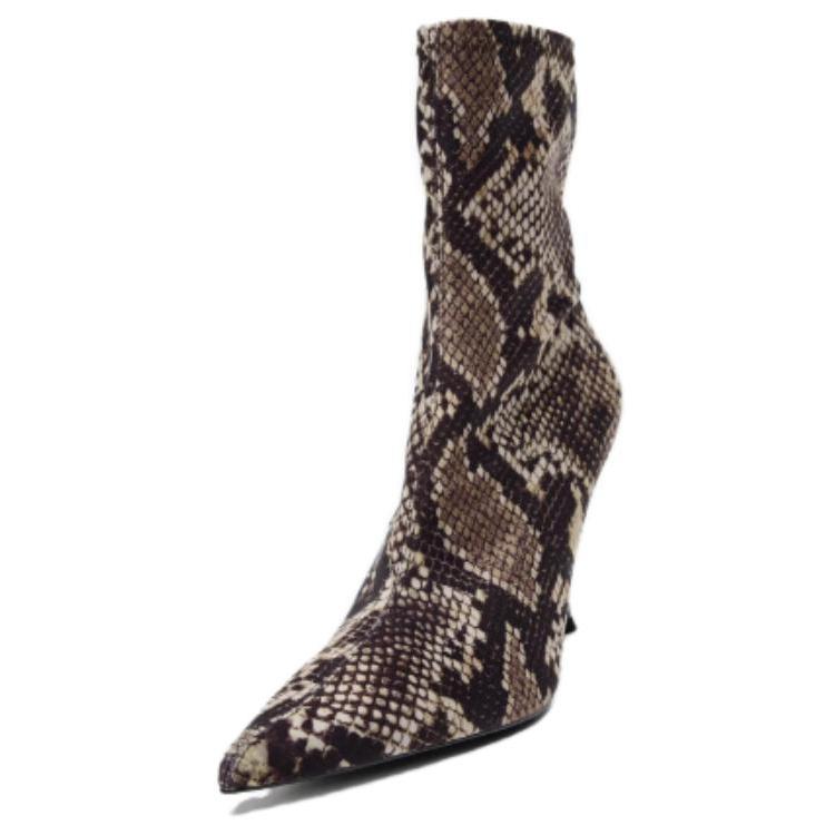 Zara Elegant Versatile Comfortable Fashion Short Boots 10cm Women Boots Snake-Print 13112410