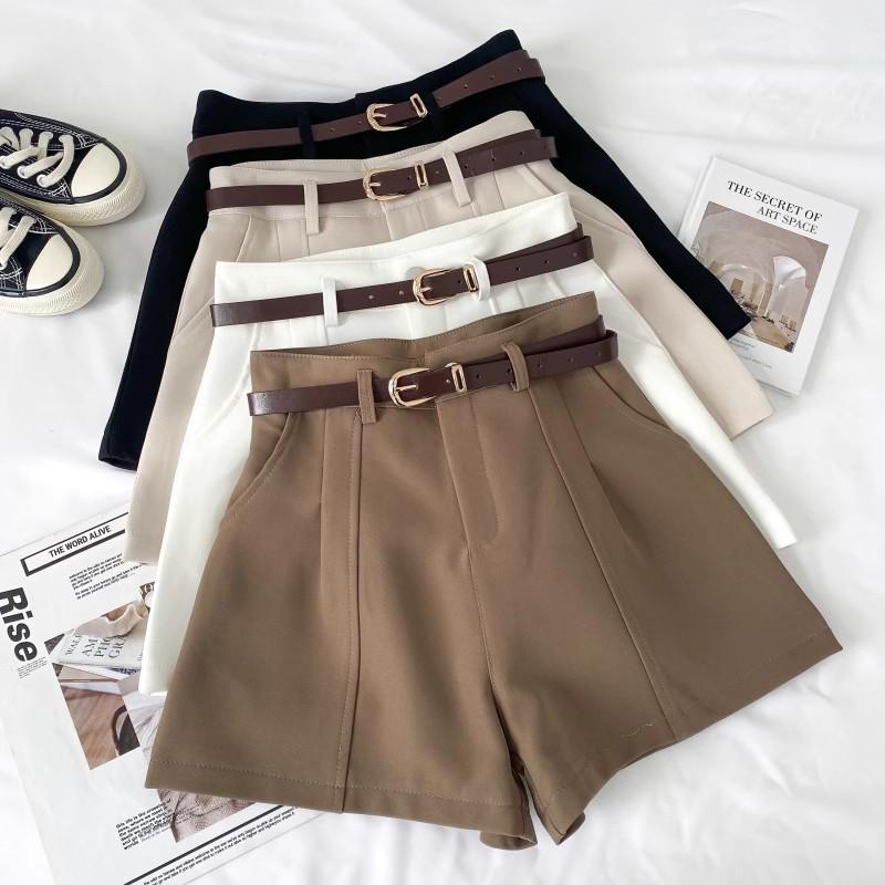 Spring/Summer 2025 Women's High-Waisted A-Line Wide Leg Vintage-Style Casual Shorts
