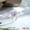 S925 Silver Square Crystal Open Ring, Multiple Colors, Adjustable Dainty Band, Korean Style Daily Jewelry Gift for Women