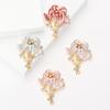 Fashion Enamel Lily Bouquet Brooches for Women Unisex Pearl Plant Pins Event Party Gifts Backpack Decoration Clothes Accessories
