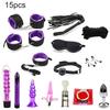 Plush Handcuffs Restraints Bondage Condom Dildo Choker Couples Sex Tool Set