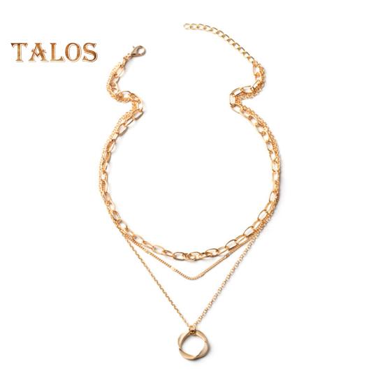 3Pcs Layered Stackable Choker Necklace Exquisite Circle Pendant Clavicular Chain Jewelry for Women Teen Girls Hypoallergenic Versatile Sweet Necklace