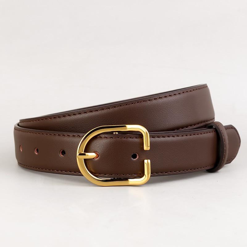 

Leather Fashion Belt For Women With Alloy Buckle For Casual And Office Wear кавовий