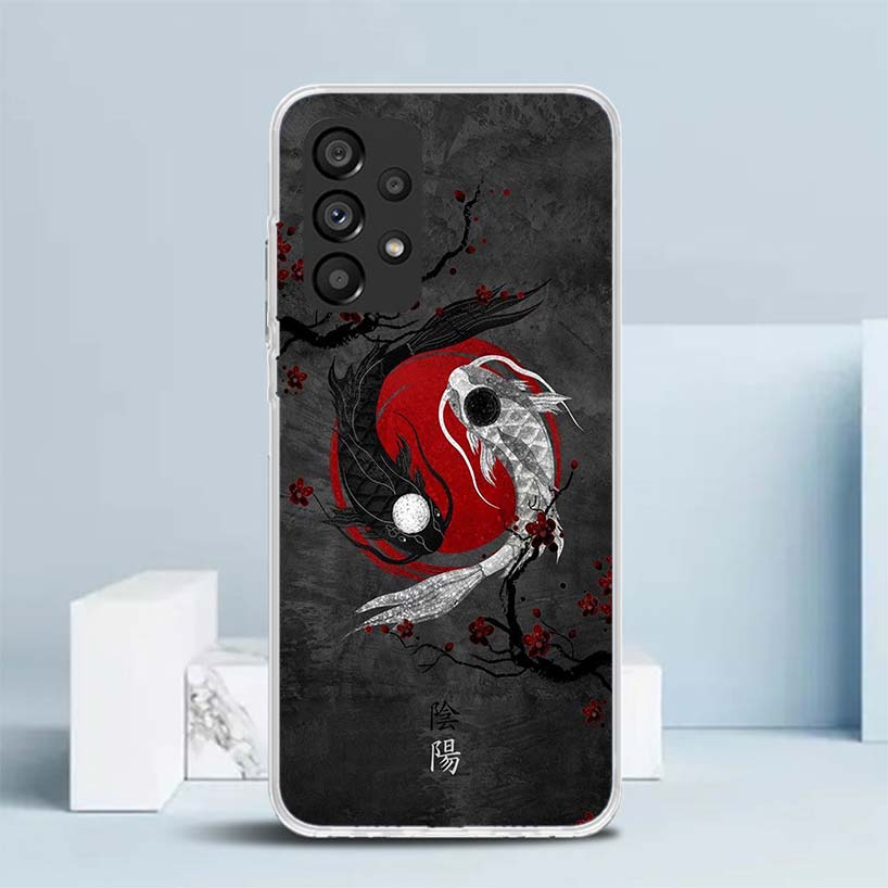 Japan Koi Fish Yin Yang Art Soft Cover for Samsung Galaxy A17 A37 A57 A16 A26 A36 A56 A15 A14 A55 Phone Case A13 A53 A25 A35 A24