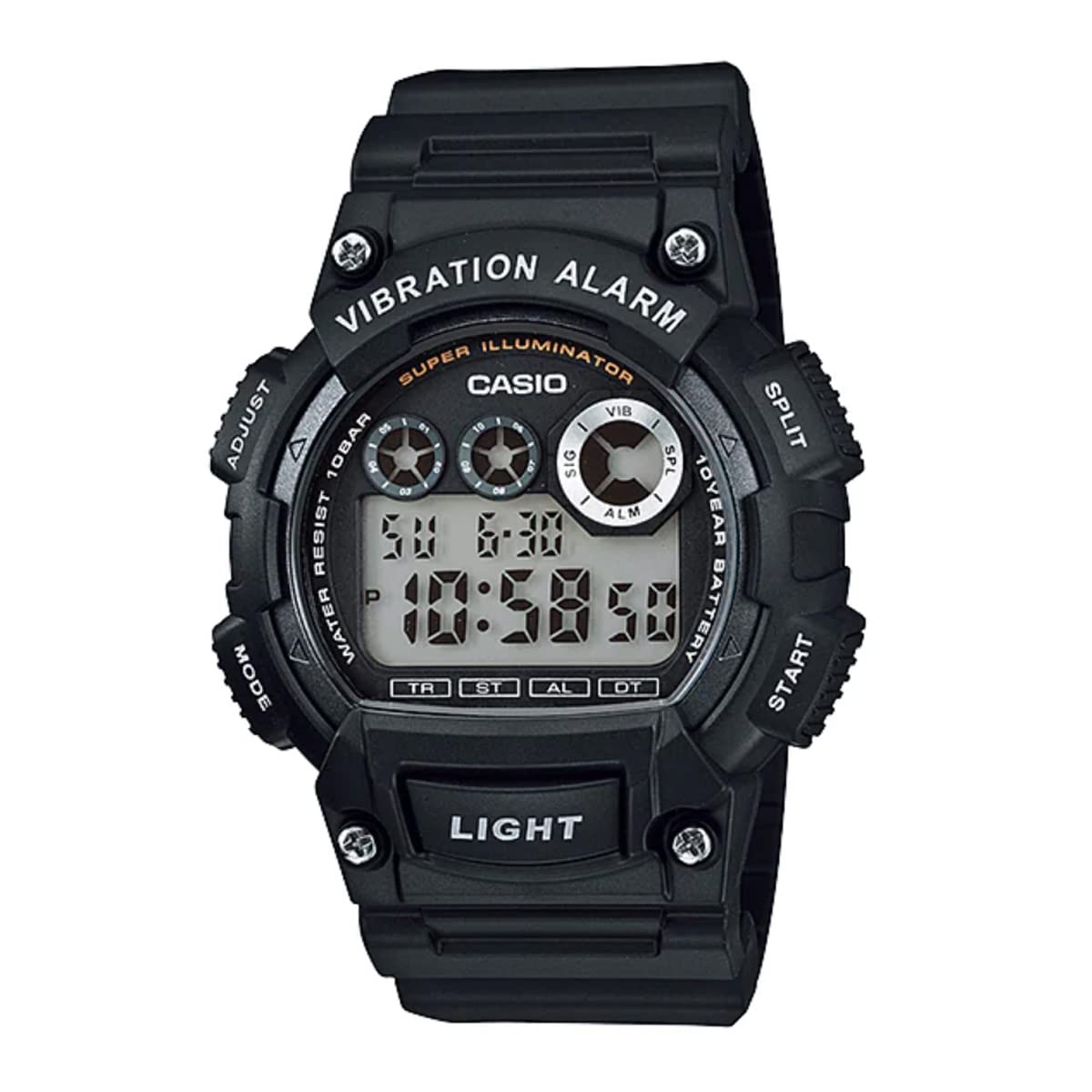 

Вібросигналізація Casio Цифровий годинник CASIO Watch Elementary School Junior High School Секундомір Водонепроникний вібраційний сигналізатор Вібратор W735H-1A