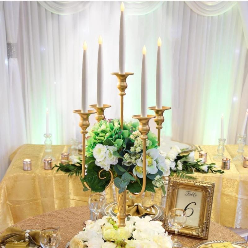 Metal 5-Candle Candlestick Holder for Taper Candles, Candle Holder for Wedding Centerpiece Christmas Valentine Party Event Decor