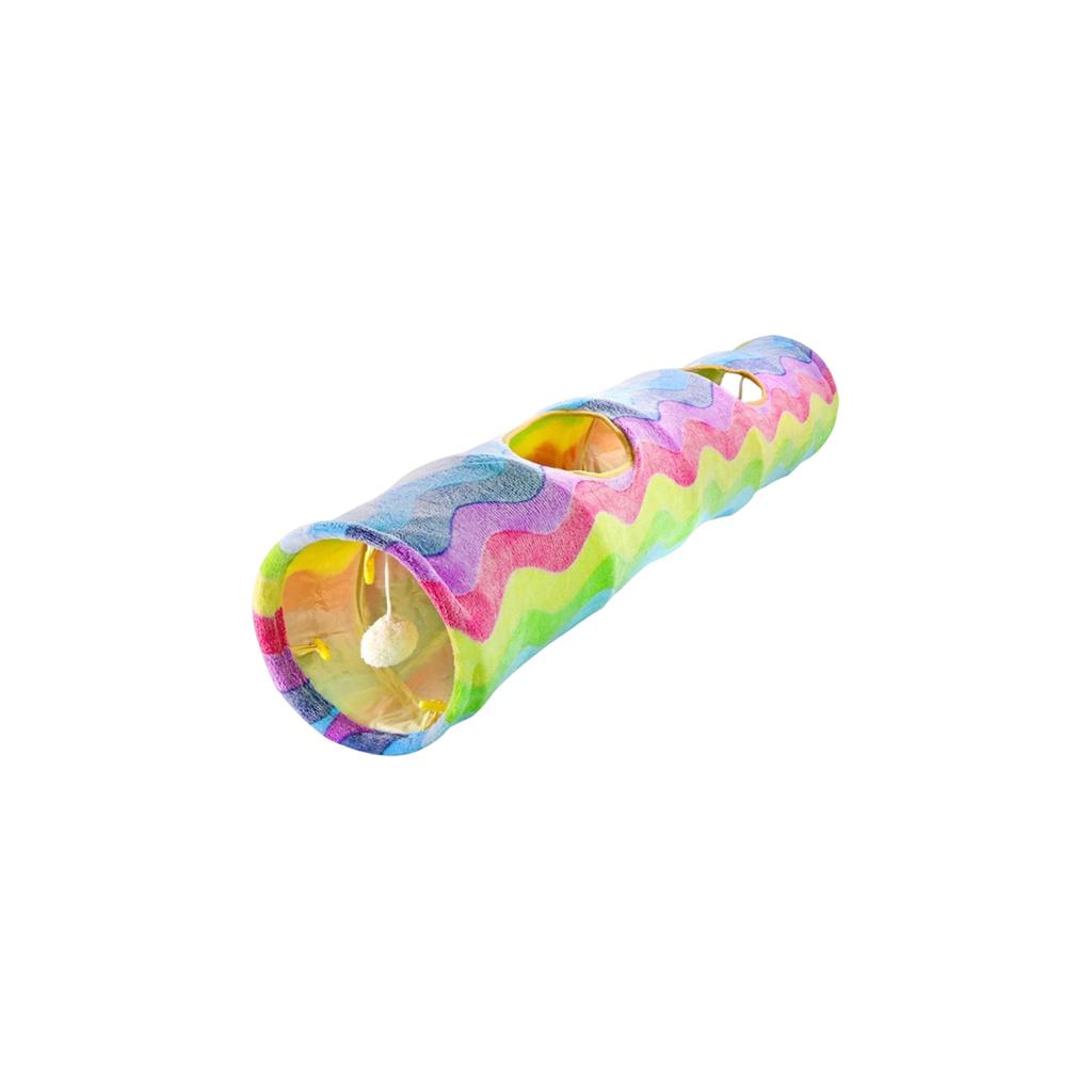 Túnel para Gatos com Orelhas de Gato, Tubo Interativo para Gatos com Bola Suspensa, Brinquedo para Gatos Auto-Brincável com Som de Amassar para Gatos de Interior, Gatinhos, Filhotes, Coelhos