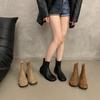 Korean Version of Round Head Brown Flat-bottomed Small Short Boots 2025 Autumn and Winter New Retro Suede Brown Bare Boots Martin Boots Women